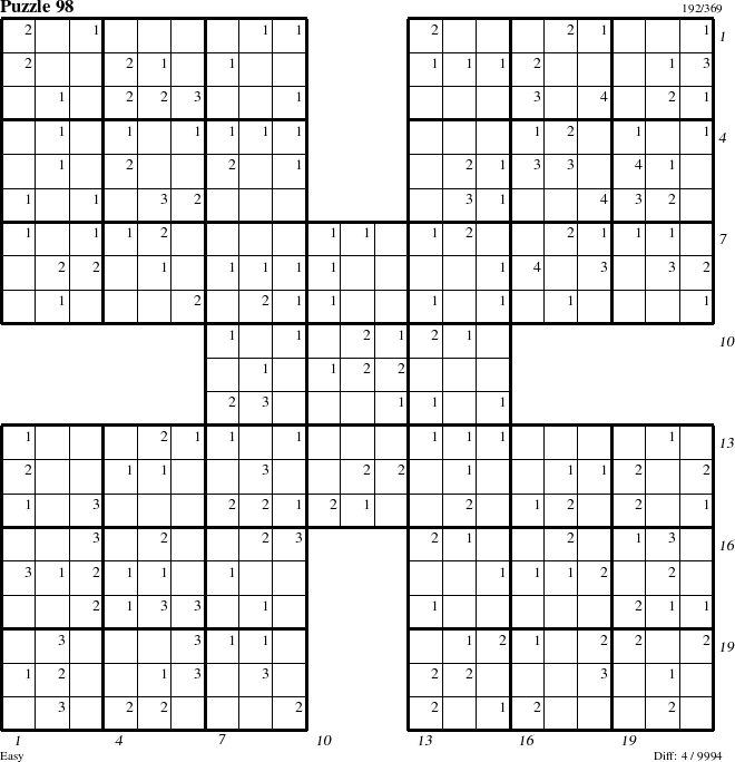 Step-by-Step Instructions for Puzzle 98 with all 4 steps marked