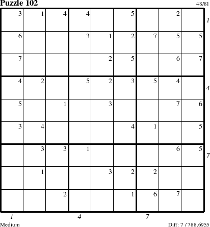 Step-by-Step Instructions for Puzzle 102 with all 7 steps marked