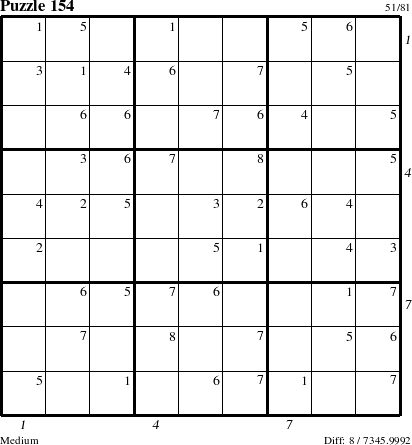 Step-by-Step Instructions for Puzzle 154 with all 8 steps marked