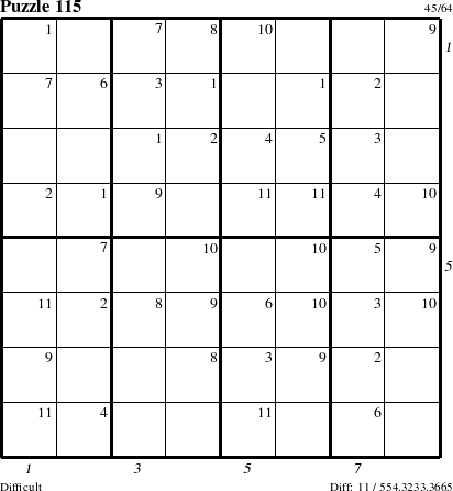 Step-by-Step Instructions for Puzzle 115 with all 11 steps marked