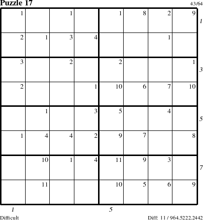 Step-by-Step Instructions for Puzzle 17 with all 11 steps marked