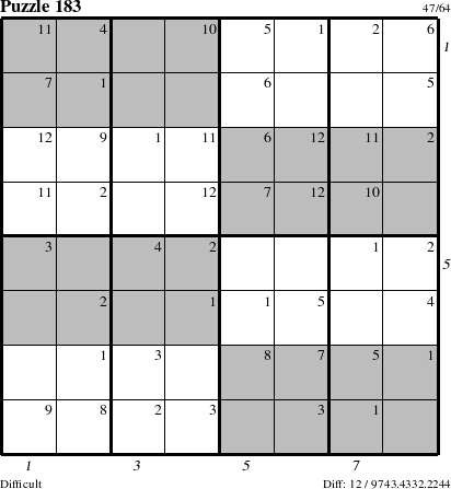 Step-by-Step Instructions for Puzzle 183 with all 12 steps marked