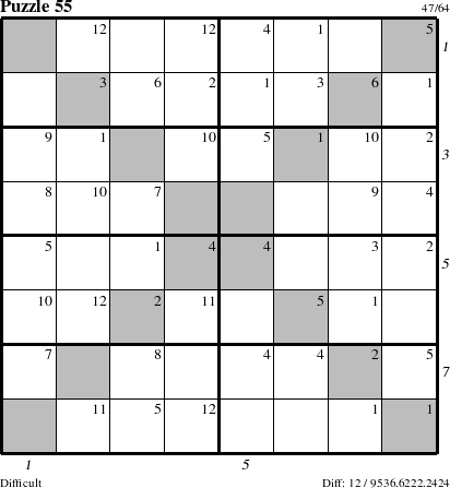 Step-by-Step Instructions for Puzzle 55 with all 12 steps marked