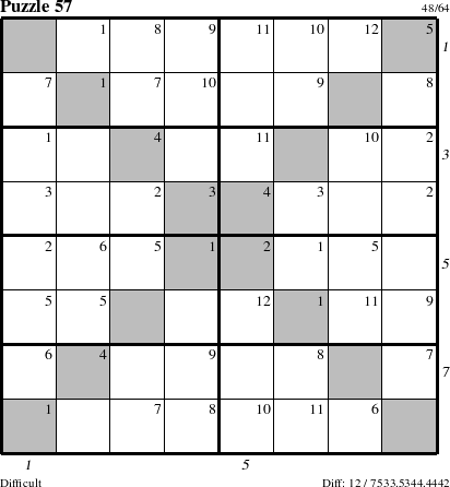 Step-by-Step Instructions for Puzzle 57 with all 12 steps marked