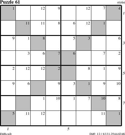 Step-by-Step Instructions for Puzzle 61 with all 12 steps marked