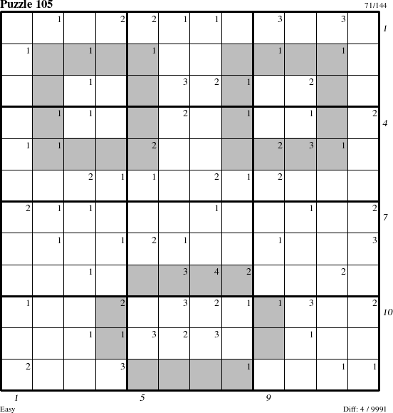 Step-by-Step Instructions for Puzzle 105 with all 4 steps marked