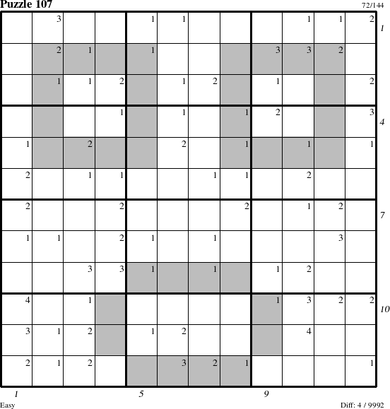 Step-by-Step Instructions for Puzzle 107 with all 4 steps marked