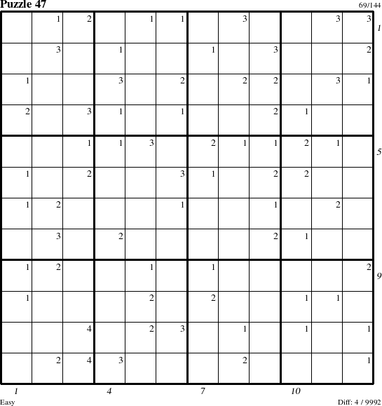 Step-by-Step Instructions for Puzzle 47 with all 4 steps marked