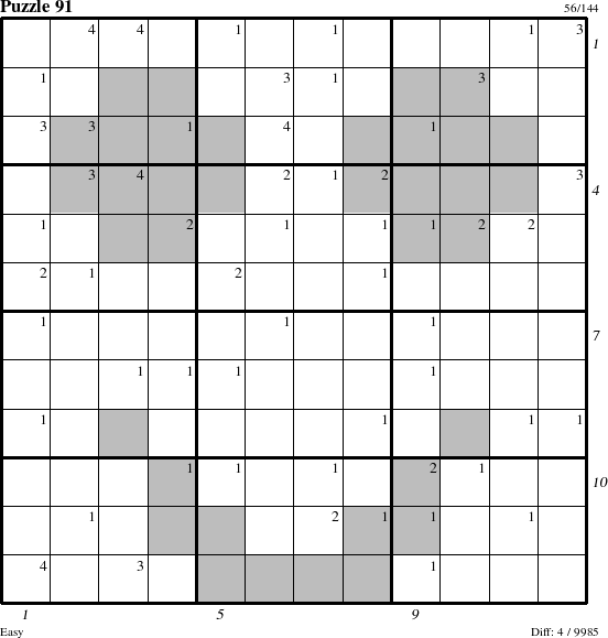 Step-by-Step Instructions for Puzzle 91 with all 4 steps marked