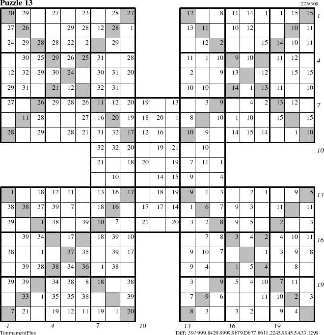 Step-by-Step Instructions for Puzzle 13 with all 39 steps marked