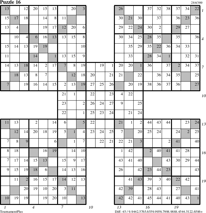Step-by-Step Instructions for Puzzle 16 with all 45 steps marked