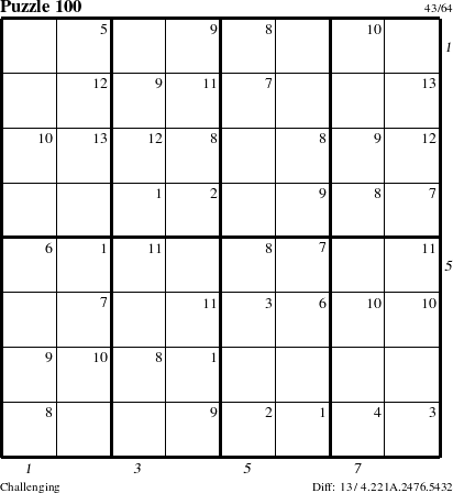 Step-by-Step Instructions for Puzzle 100 with all 13 steps marked