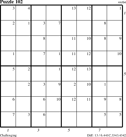 Step-by-Step Instructions for Puzzle 102 with all 13 steps marked