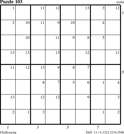 Step-by-Step Instructions for Puzzle 103 with all 13 steps marked