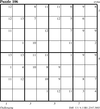 Step-by-Step Instructions for Puzzle 106 with all 13 steps marked