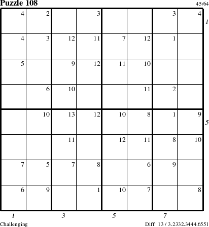 Step-by-Step Instructions for Puzzle 108 with all 13 steps marked