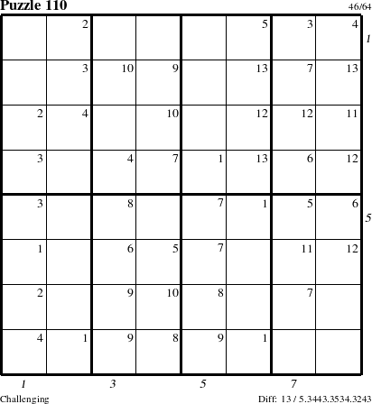 Step-by-Step Instructions for Puzzle 110 with all 13 steps marked