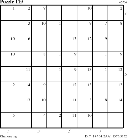 Step-by-Step Instructions for Puzzle 119 with all 14 steps marked