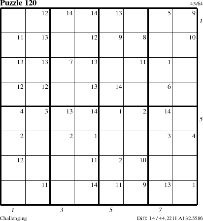 Step-by-Step Instructions for Puzzle 120 with all 14 steps marked