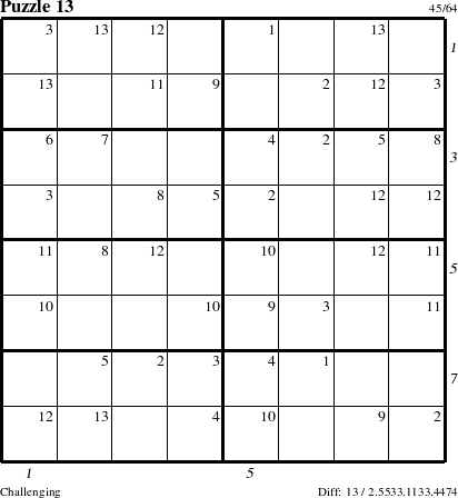 Step-by-Step Instructions for Puzzle 13 with all 13 steps marked