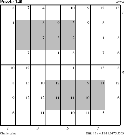 Step-by-Step Instructions for Puzzle 140 with all 13 steps marked