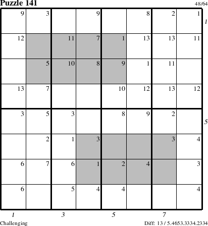 Step-by-Step Instructions for Puzzle 141 with all 13 steps marked