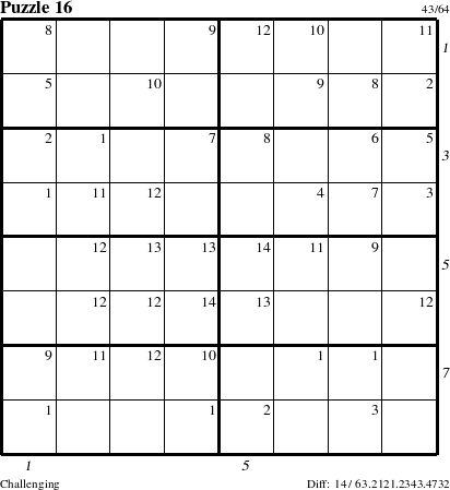 Step-by-Step Instructions for Puzzle 16 with all 14 steps marked