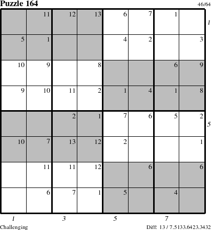 Step-by-Step Instructions for Puzzle 164 with all 13 steps marked