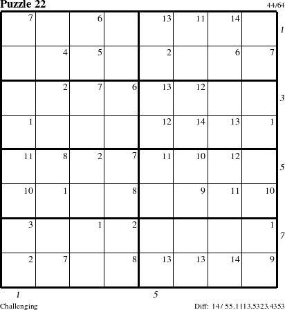 Step-by-Step Instructions for Puzzle 22 with all 14 steps marked