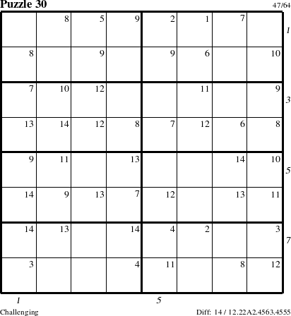 Step-by-Step Instructions for Puzzle 30 with all 14 steps marked