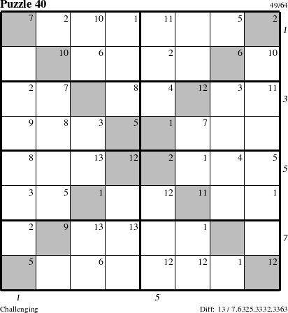 Step-by-Step Instructions for Puzzle 40 with all 13 steps marked