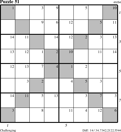 Step-by-Step Instructions for Puzzle 51 with all 14 steps marked