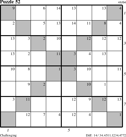 Step-by-Step Instructions for Puzzle 52 with all 14 steps marked