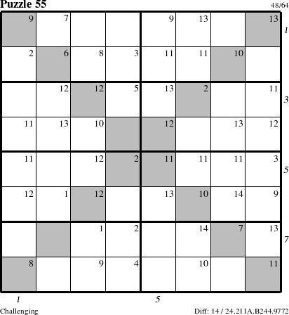 Step-by-Step Instructions for Puzzle 55 with all 14 steps marked