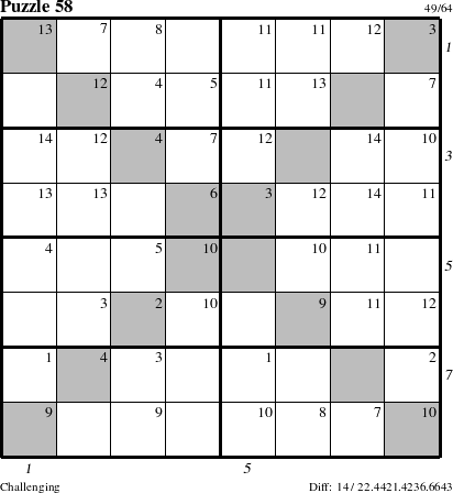 Step-by-Step Instructions for Puzzle 58 with all 14 steps marked