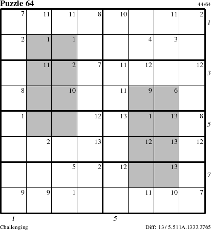 Step-by-Step Instructions for Puzzle 64 with all 13 steps marked