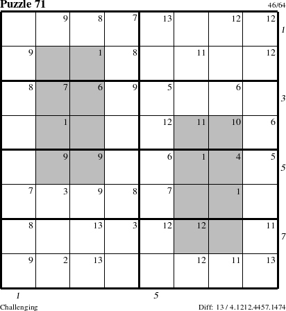 Step-by-Step Instructions for Puzzle 71 with all 13 steps marked