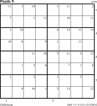 Step-by-Step Instructions for Puzzle 9 with all 13 steps marked