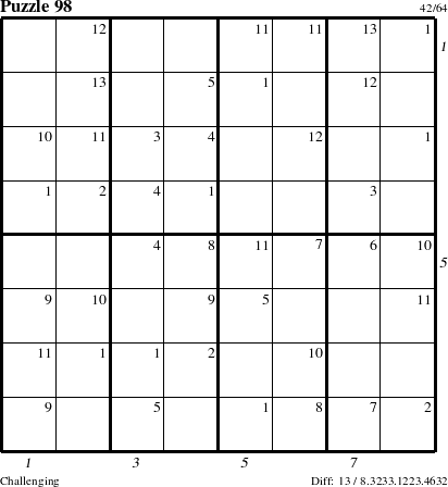 Step-by-Step Instructions for Puzzle 98 with all 13 steps marked