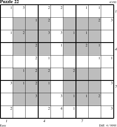 Step-by-Step Instructions for Puzzle 22 with all 4 steps marked