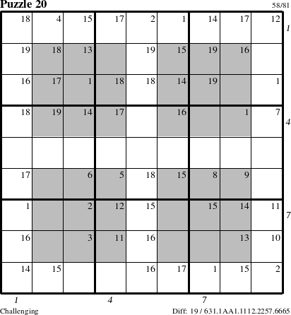 Step-by-Step Instructions for Puzzle 20 with all 19 steps marked