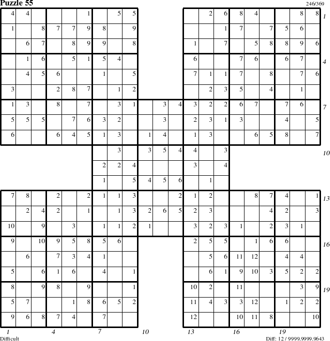 Step-by-Step Instructions for Puzzle 55 with all 12 steps marked