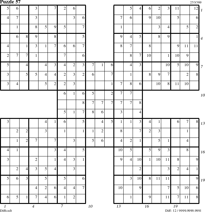 Step-by-Step Instructions for Puzzle 57 with all 12 steps marked