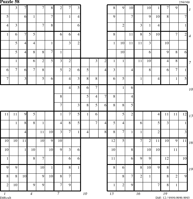 Step-by-Step Instructions for Puzzle 58 with all 12 steps marked