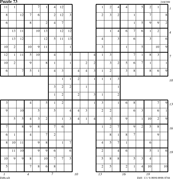 Step-by-Step Instructions for Puzzle 73 with all 13 steps marked