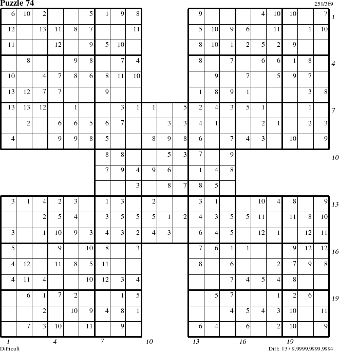 Step-by-Step Instructions for Puzzle 74 with all 13 steps marked