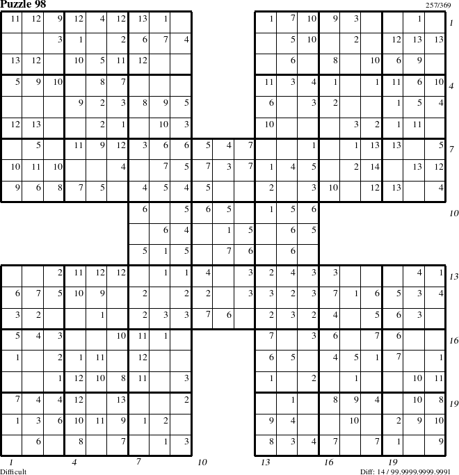 Step-by-Step Instructions for Puzzle 98 with all 14 steps marked