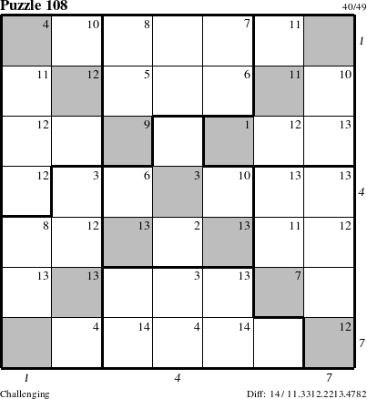 Step-by-Step Instructions for Puzzle 108 with all 14 steps marked