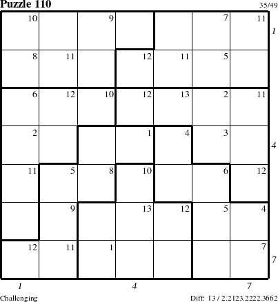 Step-by-Step Instructions for Puzzle 110 with all 13 steps marked