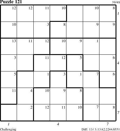 Step-by-Step Instructions for Puzzle 121 with all 13 steps marked